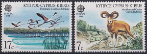 Кипр, Европа 1986, Птицы, Муфлон, 2 марки